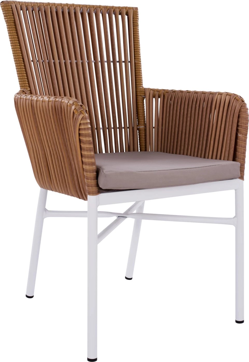 Karrige alumini për kopsht, FH5298.01, e bardhë me jastëk, 57x60x90 cm