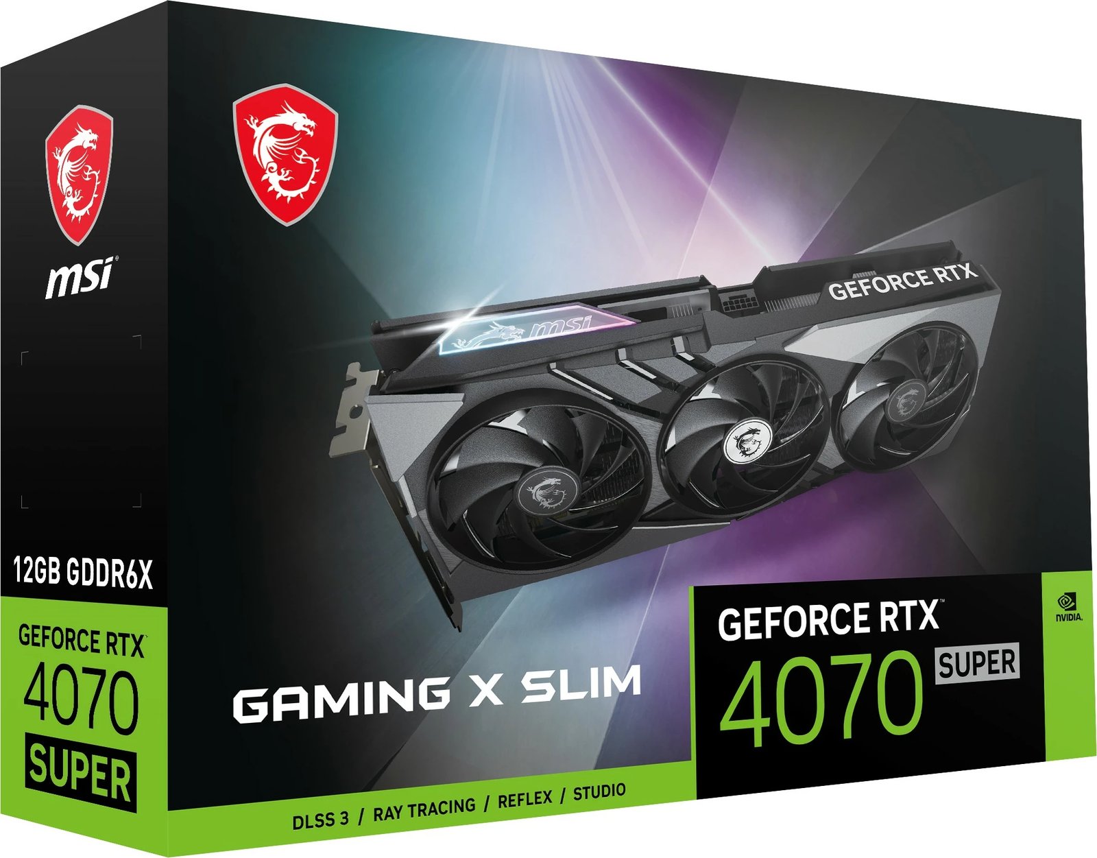 Kartelë grafike MSI GAMING GeForce RTX 4070 SUPER 12G X SLIM, 12 GB, GDDR6X, PCI Express 4.0, e zezë/argjendtë