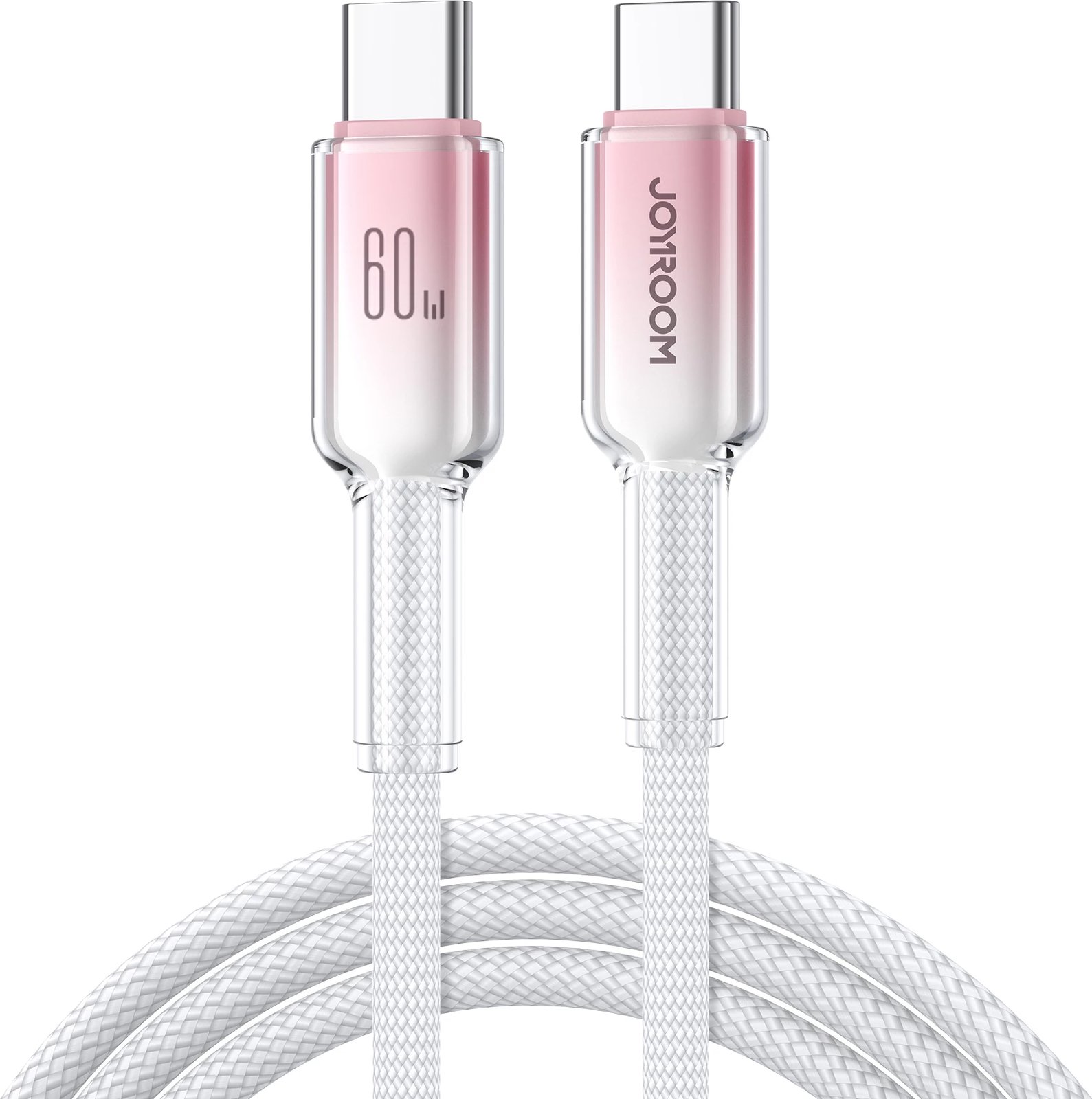 Kabllo USB-C në USB-C Joyroom S-A42 Crystal-Clear Series, 1.2m, 60W, Bardhë
