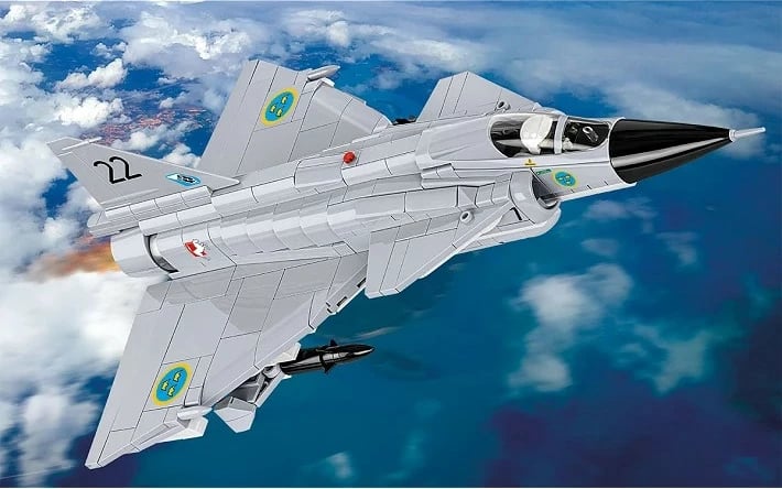 Set blloqe ndërtimi, Cobi, Saab AJ 37 Viggen (COBI-5915), 881 copa, shkallë 1:48, seri Armed Forces