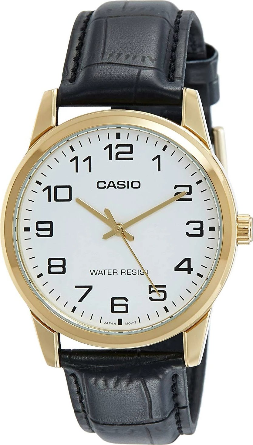 Orë dore për meshkuj Casio Collection, lëkurë, e bardhë