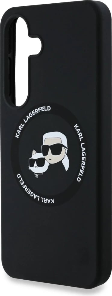 Mbështjellës Karl Lagerfeld Silicone Double Heads And Circle MagSafe për Samsung Galaxy S25 Plus, i zi