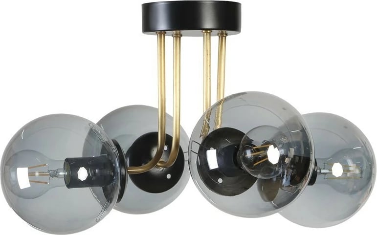 Llambë tavani Opviq Pablo 4, metal i zi, xham fume