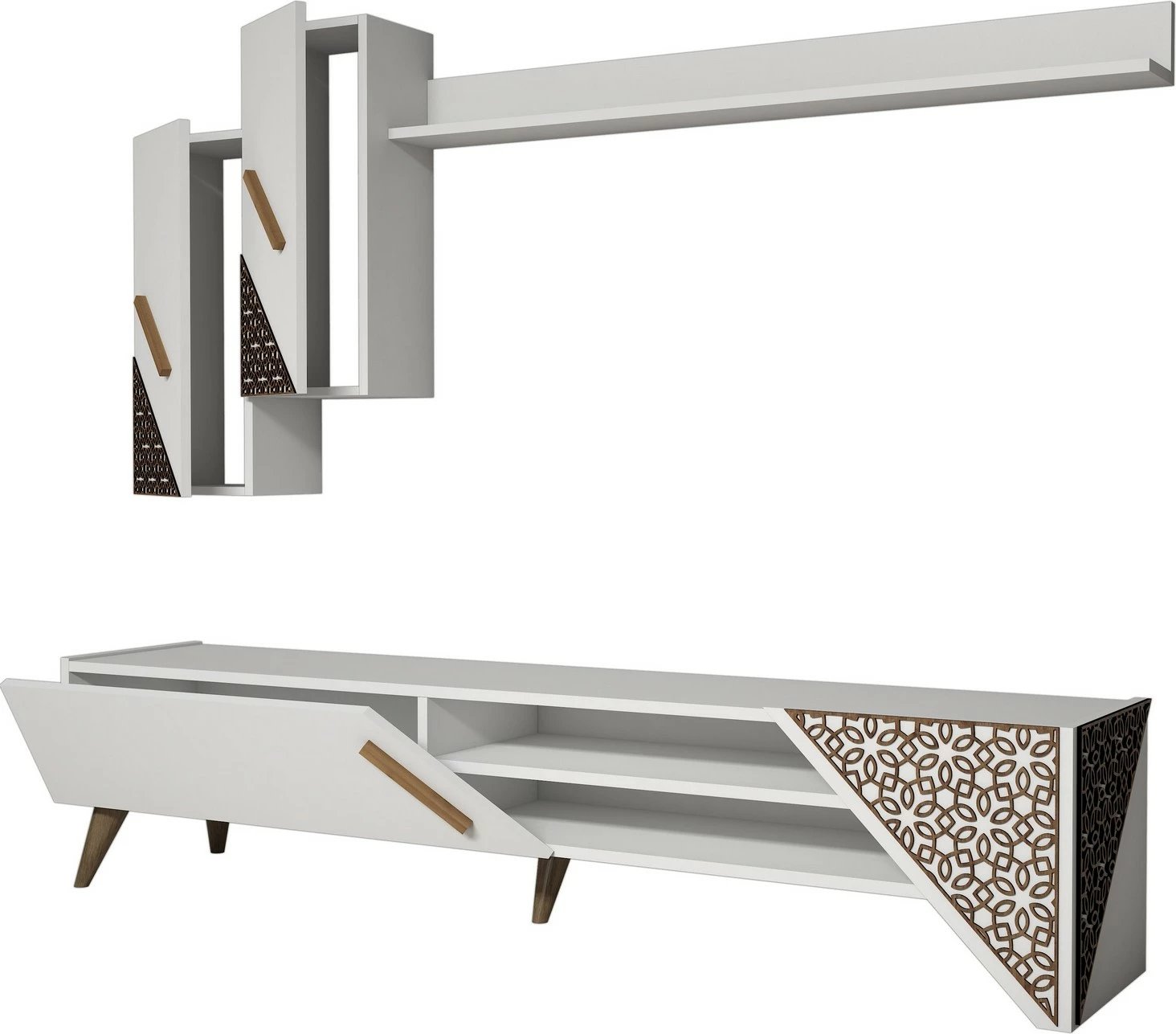 Set komodë TV Hanah Home, Beril, e bardhë