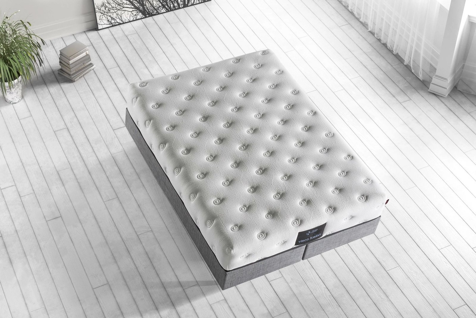 Dyshek dopio Visco Fusion, Skye Decor, 180x200 cm, memory foam, susta xhepi, i butë luksoz