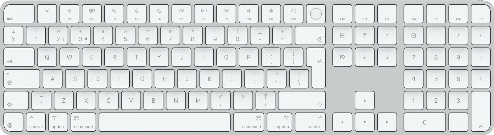 Tastierë Apple Magic me Touch ID dhe Numërik, për Mac me Apple silicon, Anglisht Britanik, Ngjyrë Bardhë