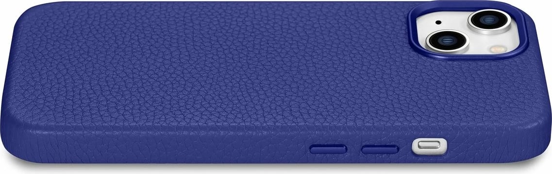 Mbështjellës lëkure iCarer Litchi Premium për iPhone 14 Plus me MagSafe, Kaltër e errët