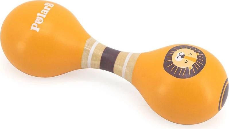 Marakë e dyfishtë druri për fëmijë, Viga, Lion, dru ahu, 14.5 cm, e verdhë