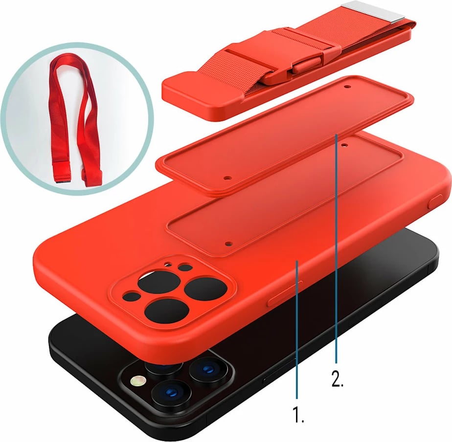 Mbështjellës Hurtel për iPhone 12 Pro Max me litar, kaltër e çelët