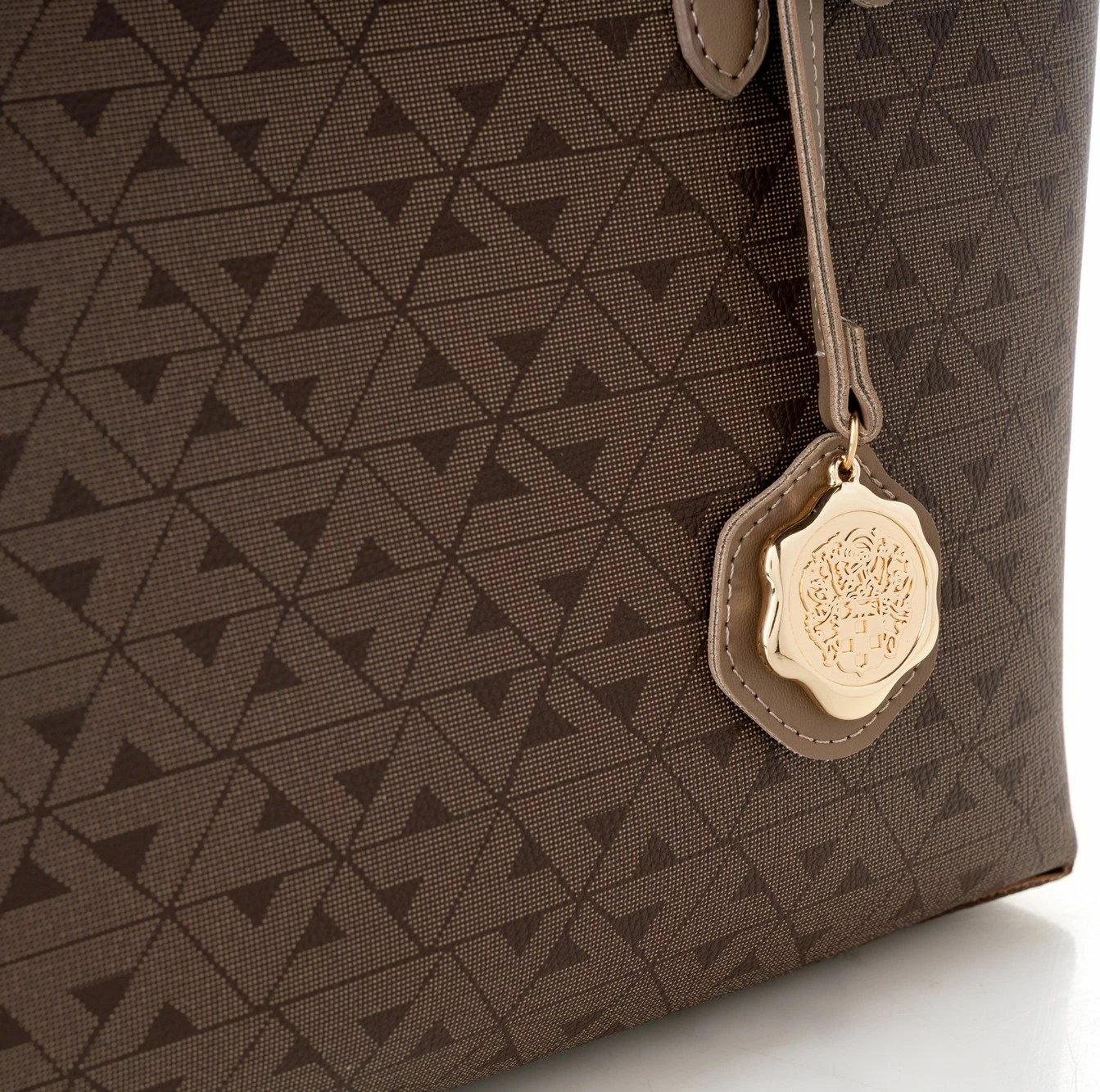 Çantë tote, ngjyrë kafe, Vince Camuto Taormina, monogram