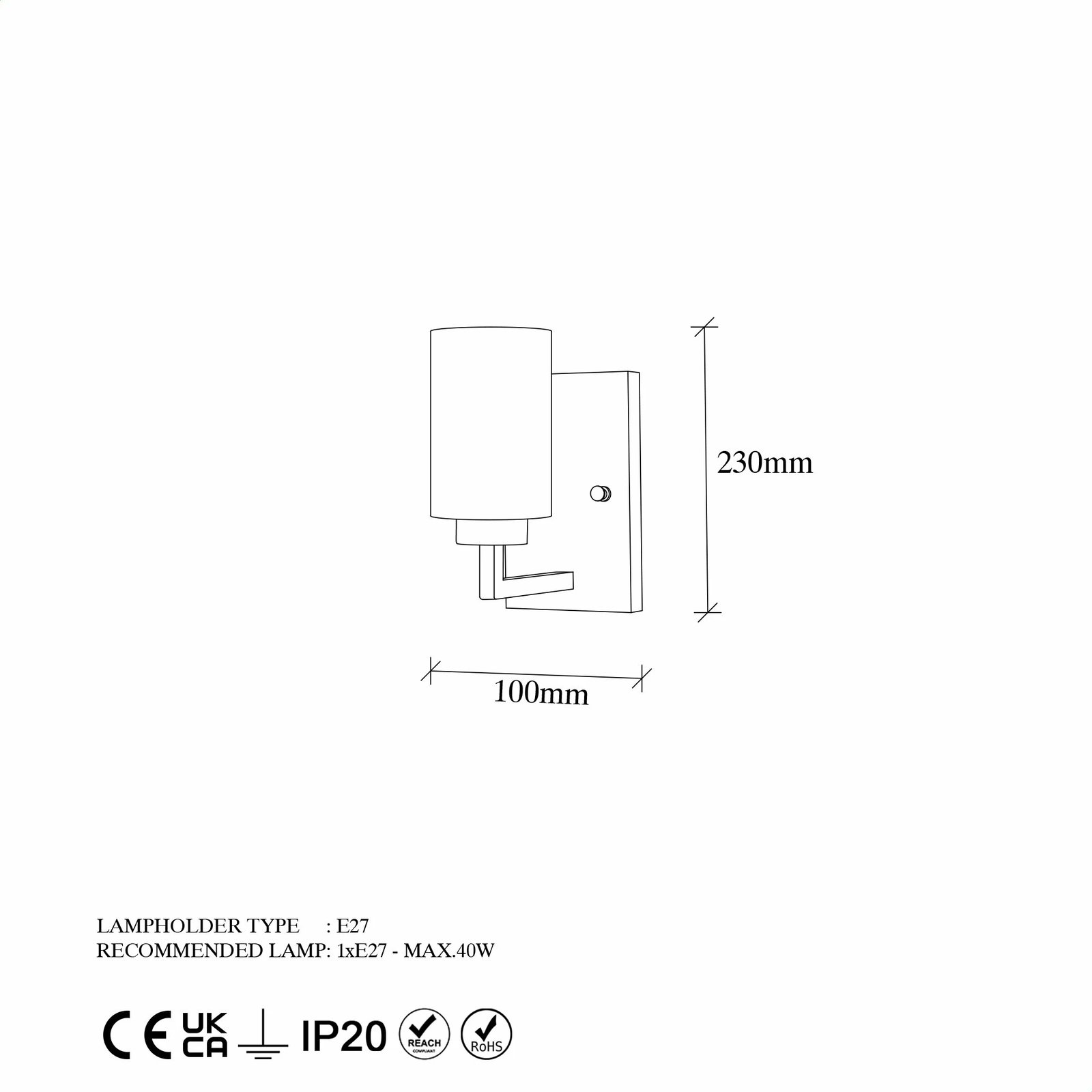 Llambë muri Opviq, Hania - 13176, e zezë dhe e bardhë