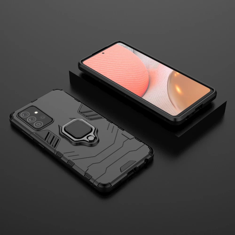 Mbështjellës Hurtel Ring Armor për Samsung Galaxy A72 4G, me këmbalec, i zi