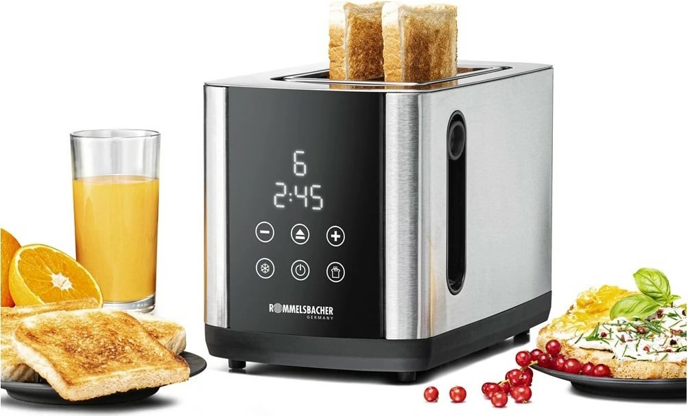 Toster Rommelsbacher TO 850, 2 feta, Touch, LED, 850 W, Ngjyrë e zezë, Inoks