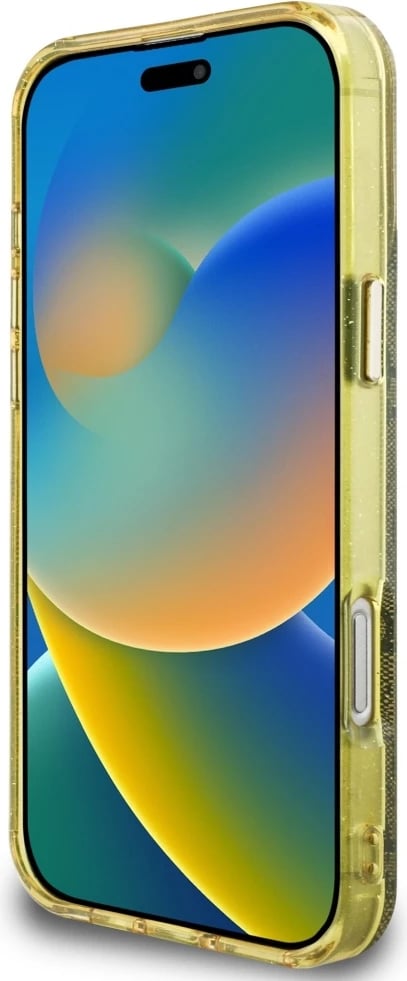 Mbështjellës Guess IML Metal Glitter 4G Circle Triangle MagSafe për iPhone 16 Pro, Kafe