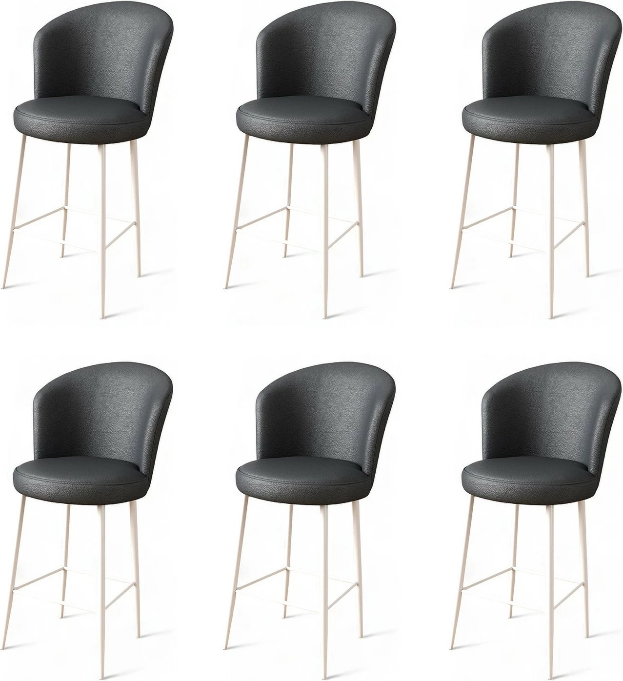 Set karrigesh për bar (6 copë), Hanah Home, Uras, antracit, e bardhë