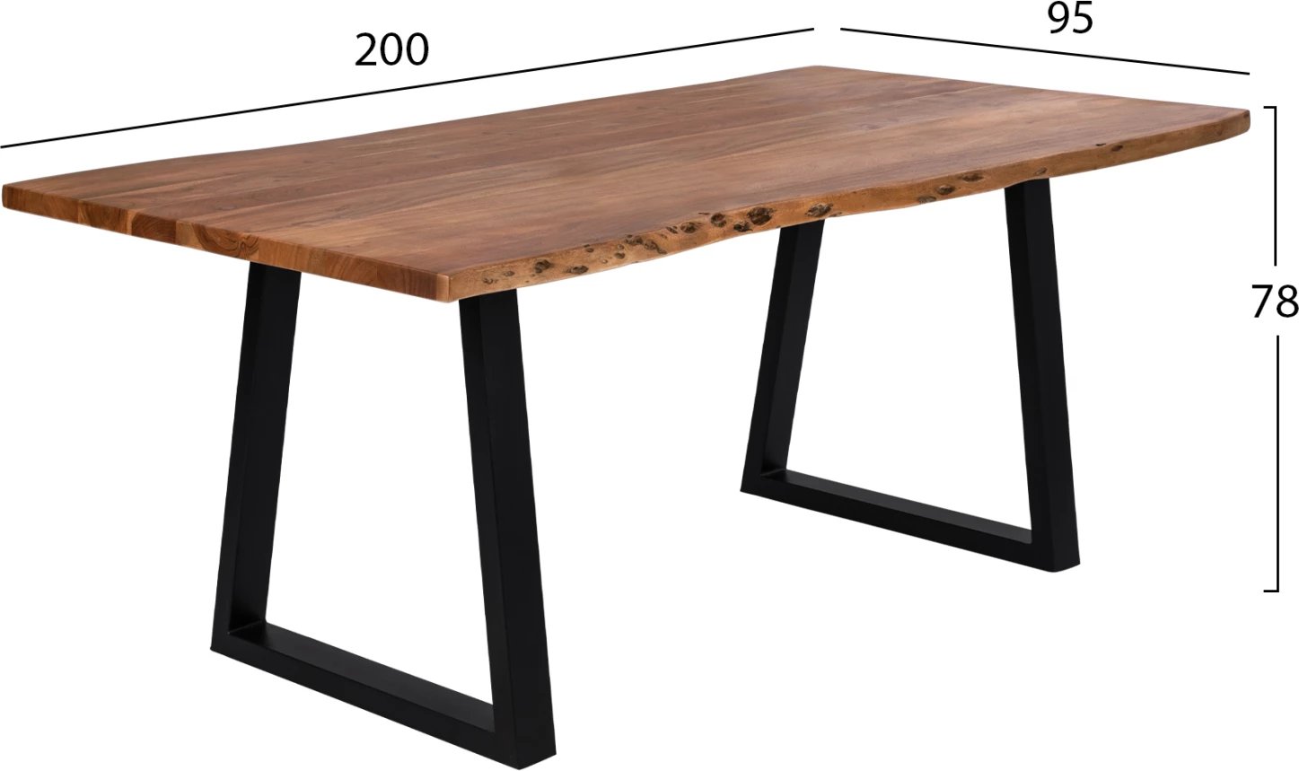 Tavolinë ngrënie Montana, dru akacie masiv, 200x95x78 cm