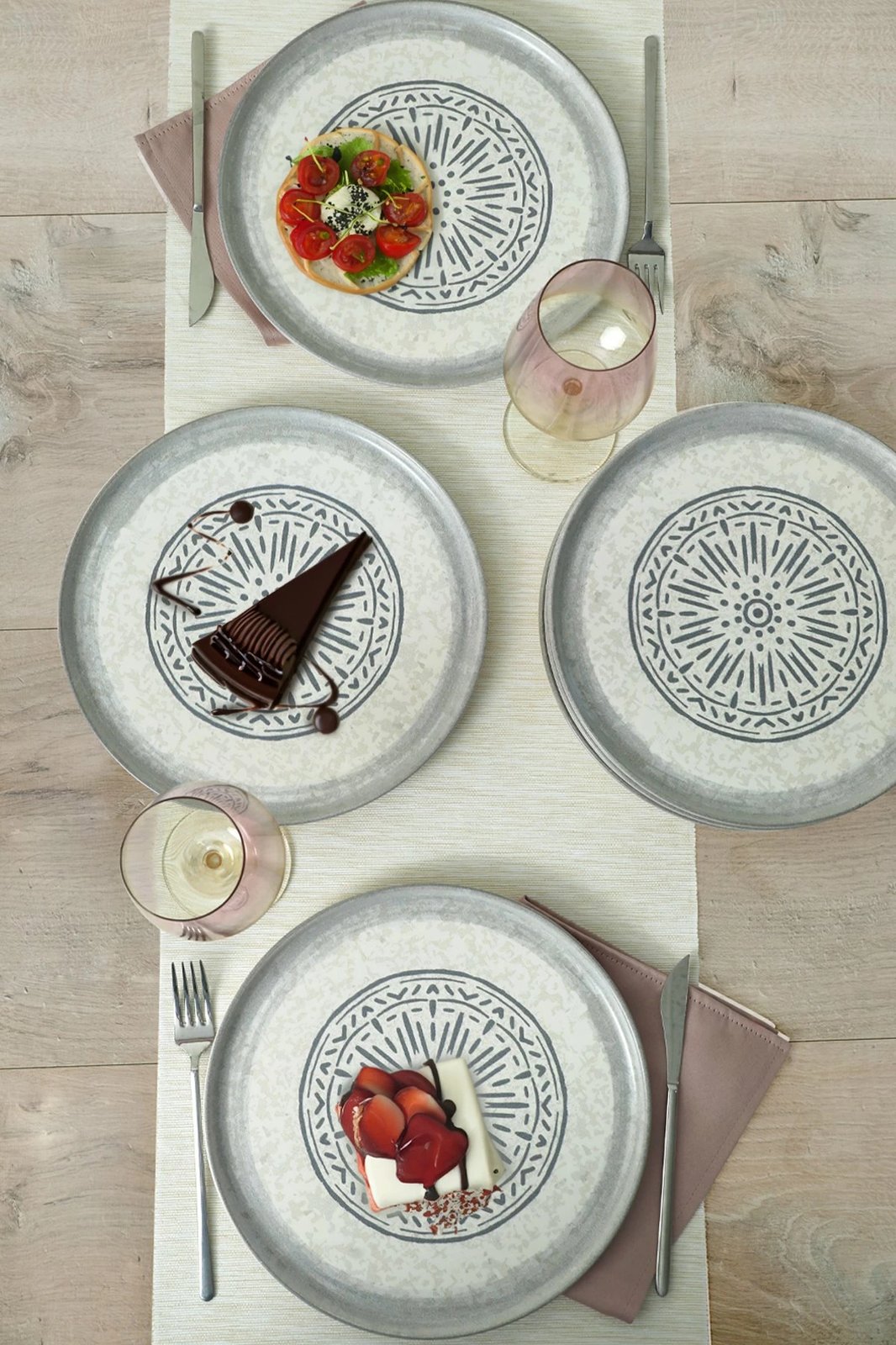 Set pjatash shërbimi (6 copë), Hermia Concept, ngjyrë e bardhë mat, 28cm