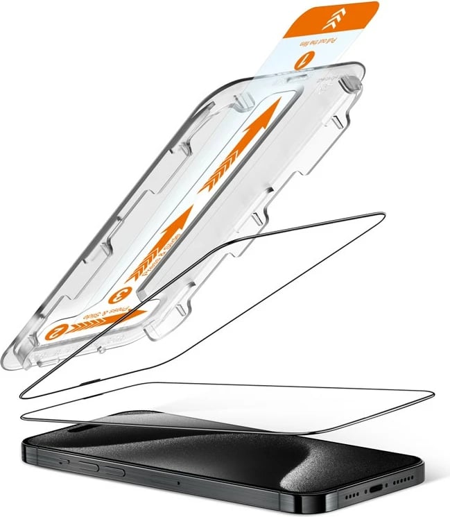 Xham i temperuar CRONG EasyShield 2-Pack për iPhone 15 Pro, 2 copë, kornizë e zezë