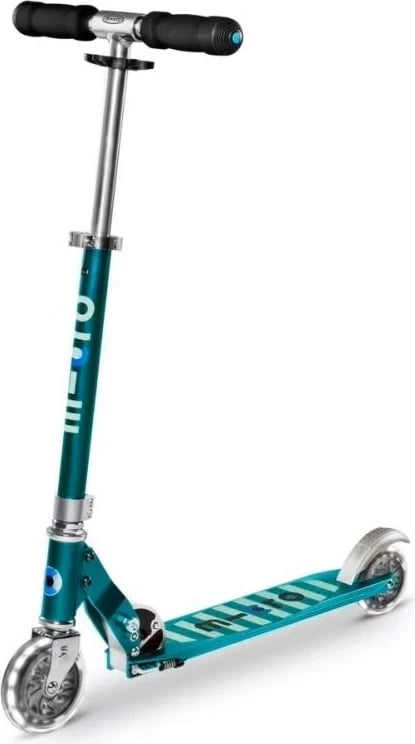 Skuter Micro Sprite LED, Petrol Stripe, për fëmijë, ngjyrë turkuaz