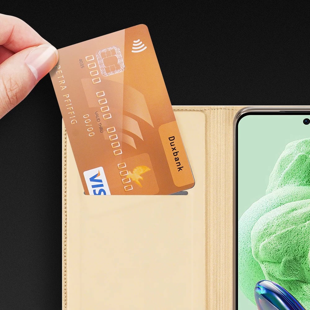Mbështjellës Dux Ducis Skin Pro për Xiaomi Redmi Note 12 Pro+, me xhep karte, stand, Gold Mbështjellës Dux Ducis Skin Pro për Xiaomi Redmi Note 12 Pro+, me xhep karte, stand, Gold