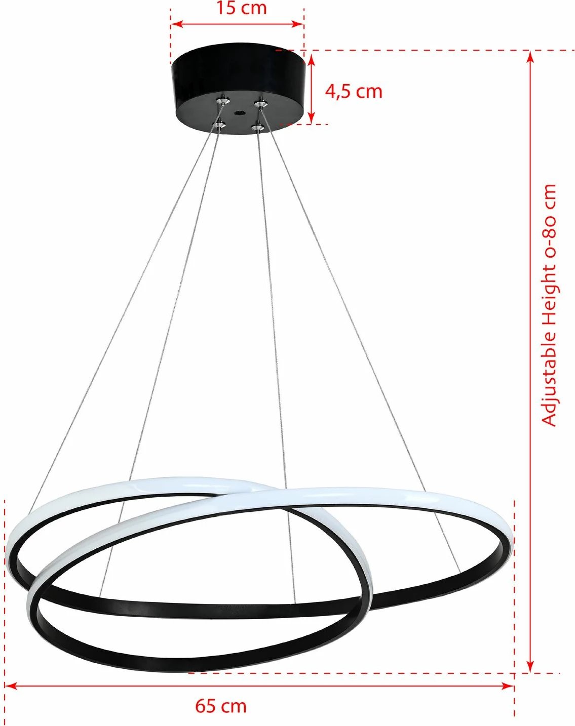 Llambë varëse Opviq Orbit, trup i zi, dritë e bardhë
