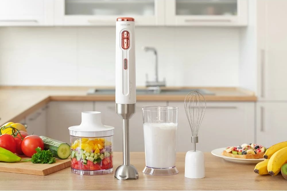Blender dore 3n1 pa kabëll, Sencor SHB 9000WH, i bardhë / rozë Blender dore 3n1 pa kabëll, Sencor SHB 9000WH, i bardhë / rozë
