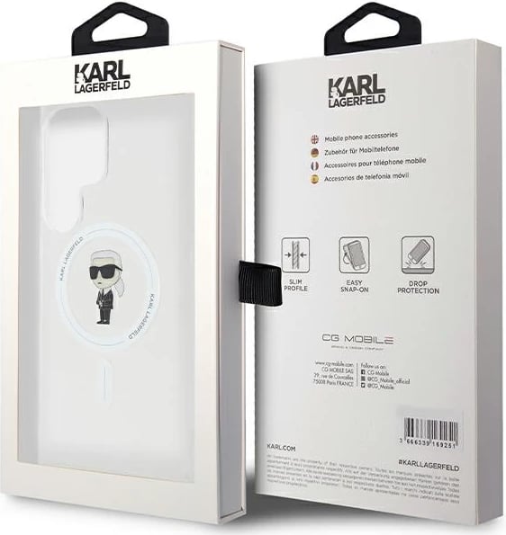 Mbështjellës Karl Lagerfeld IML Ikonik MagSafe për Samsung Galaxy S24 Ultra, transparent