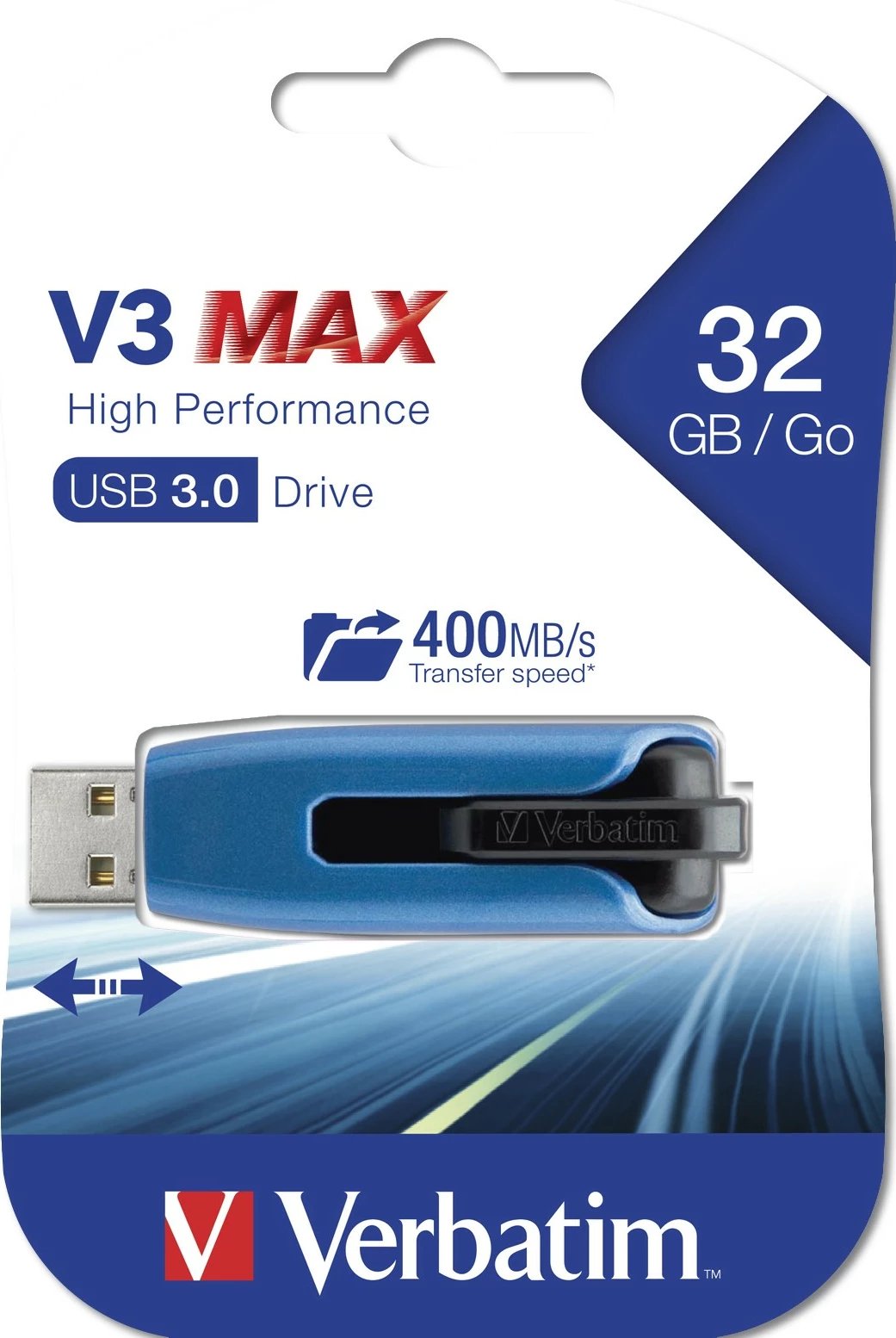 USB stick Verbatim V3 MAX 32GB, USB 3.2, blu