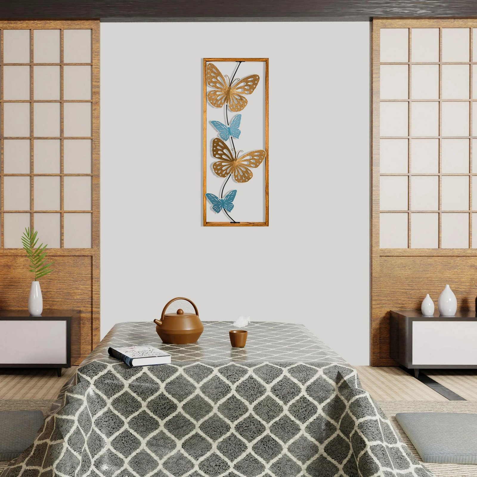 Aksesor dekorativ metalik për mur, Wallity Nayino, shumëngjyrësh, 34x4x90cm