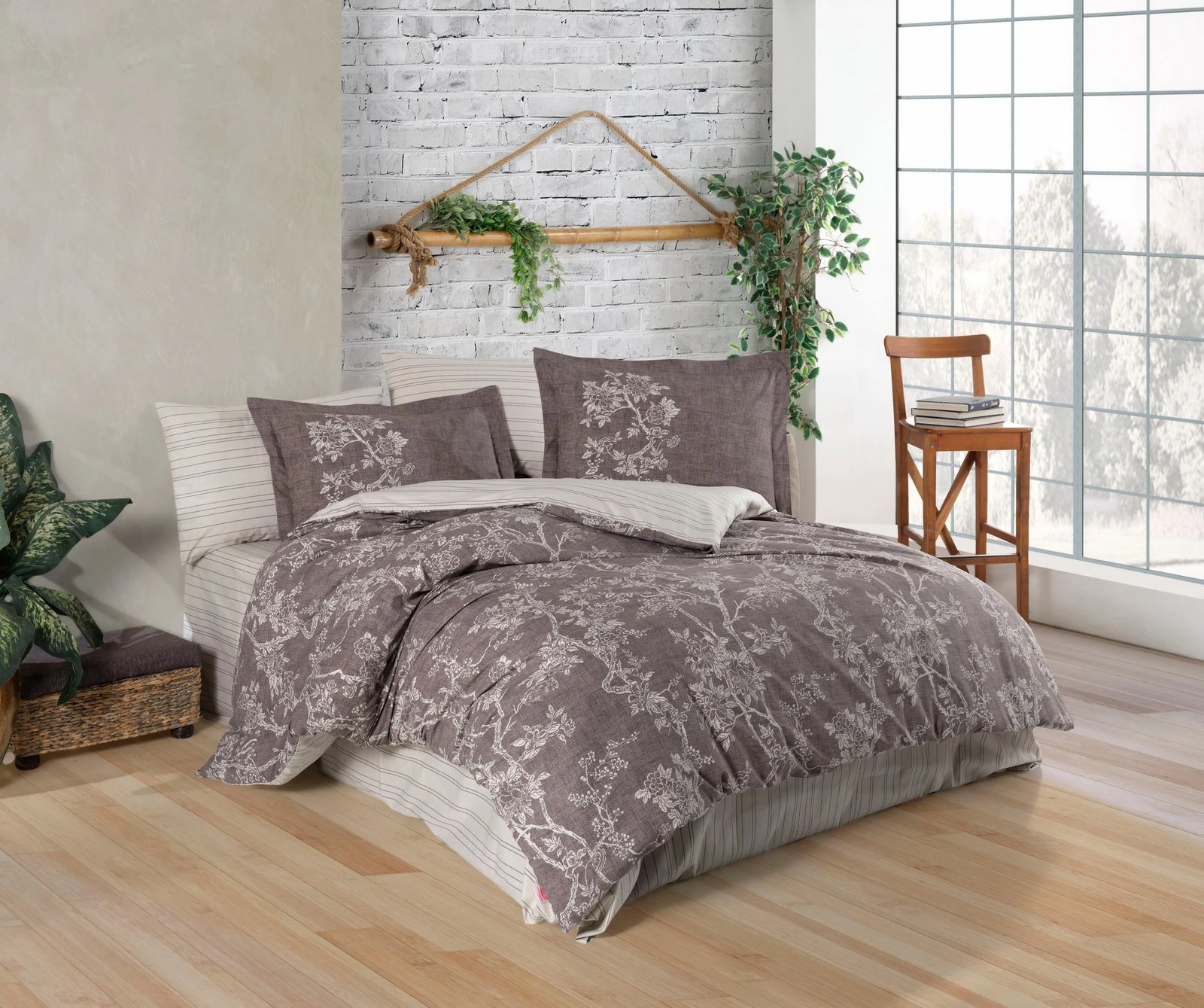 Set mbulesë për jorgan dopio, poplin, ngjyrë kafe, Dream