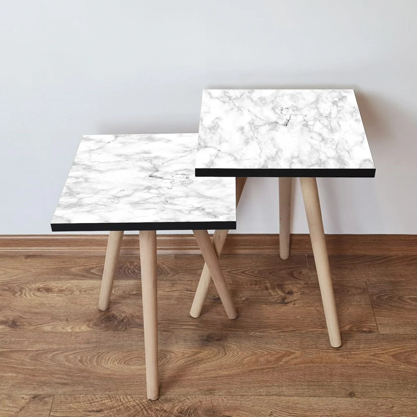 Tavolina ndihmëse të vendosshme, dy copë, ngjyrë e bardhë/gri, Skye Decor, 2Shp255