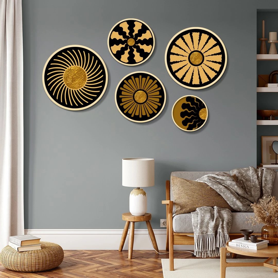 Set pikturash dekorative me kornizë MDF (5 copë), Wallity, Yats-08