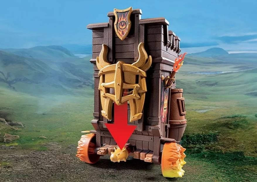 Set lodrash Playmobil Novelmore 71643 Battle Wagon me top zjarri, 68 pjesë