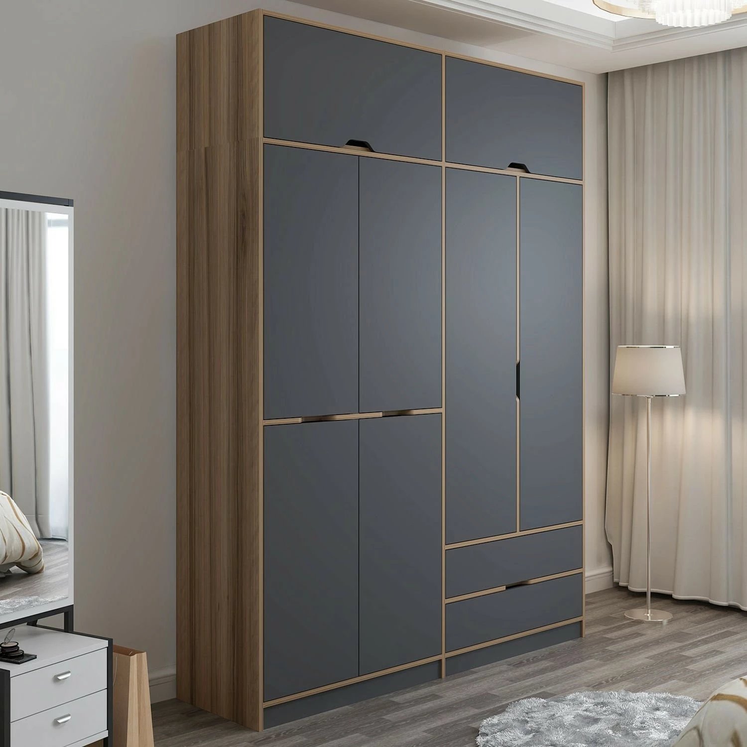 Dollap Skye Decor, Elina, anthracite & dore, 185x253x52cm