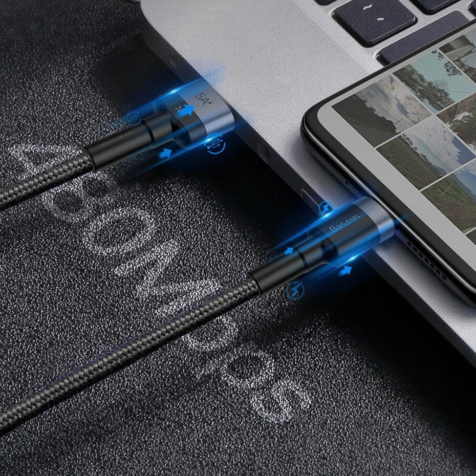 Kabllo Baseus Cafule CATKLF-PG1, USB-A në USB-C, 1m, 40W, Gri-e zezë