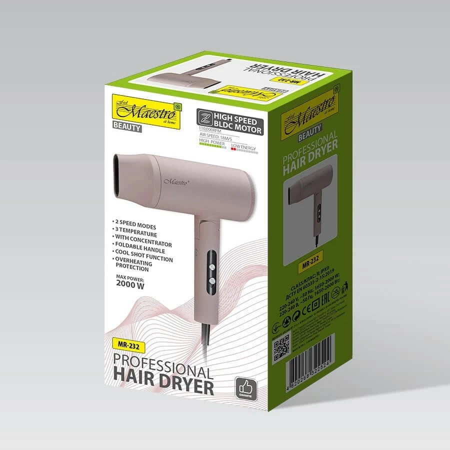 Tharëse flokësh Maestro MR-232, 2000 W, Rozë