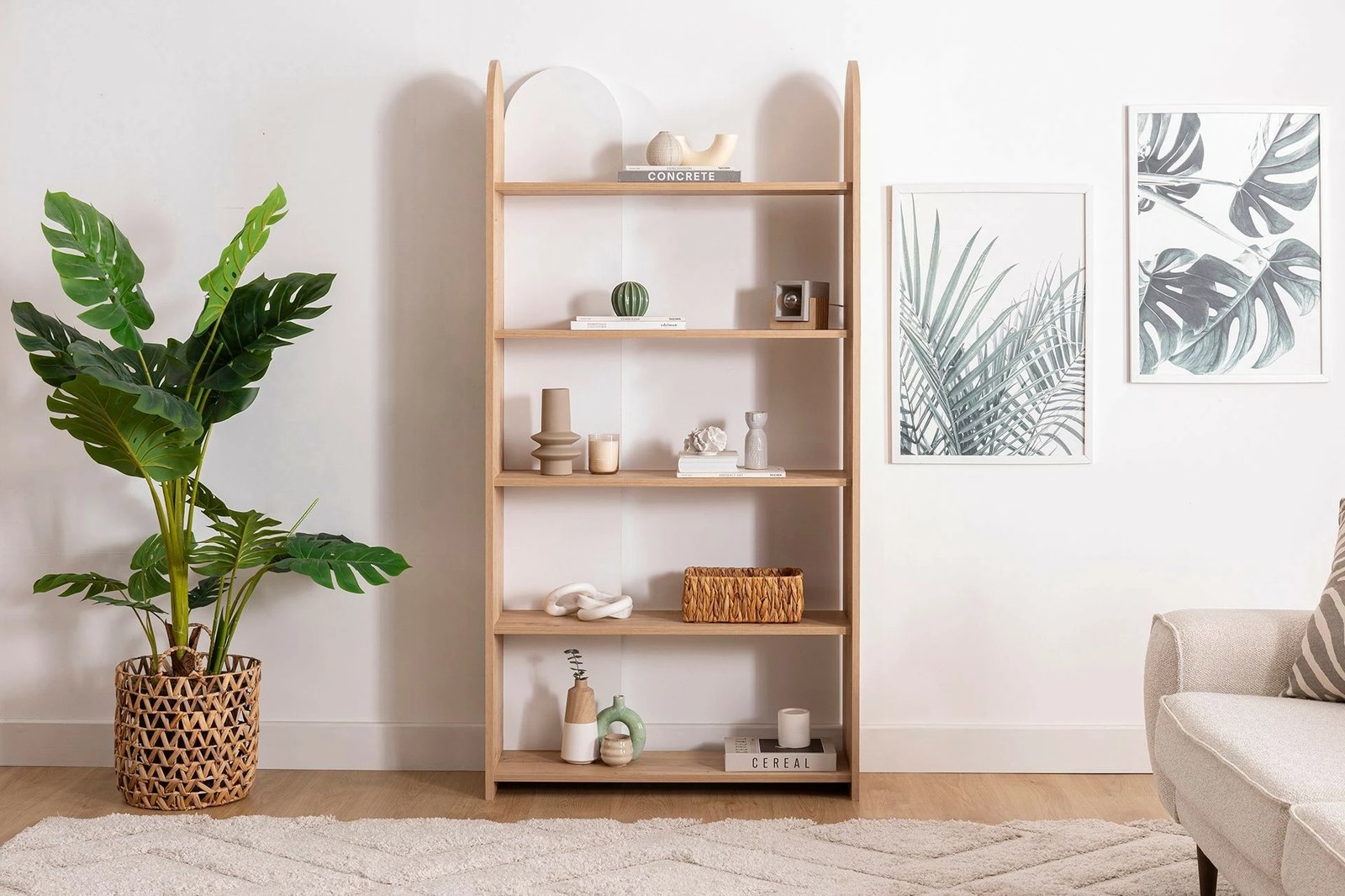 Raft librash Hanah Home, Mindy, ngjyrë safir dhe e bardhë, 90x30x180cm