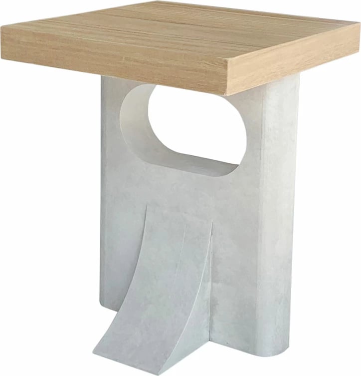 Tavolinë anësore Pilonas, ngjyrë natyrale-gri e çelët, 40x40x50cm