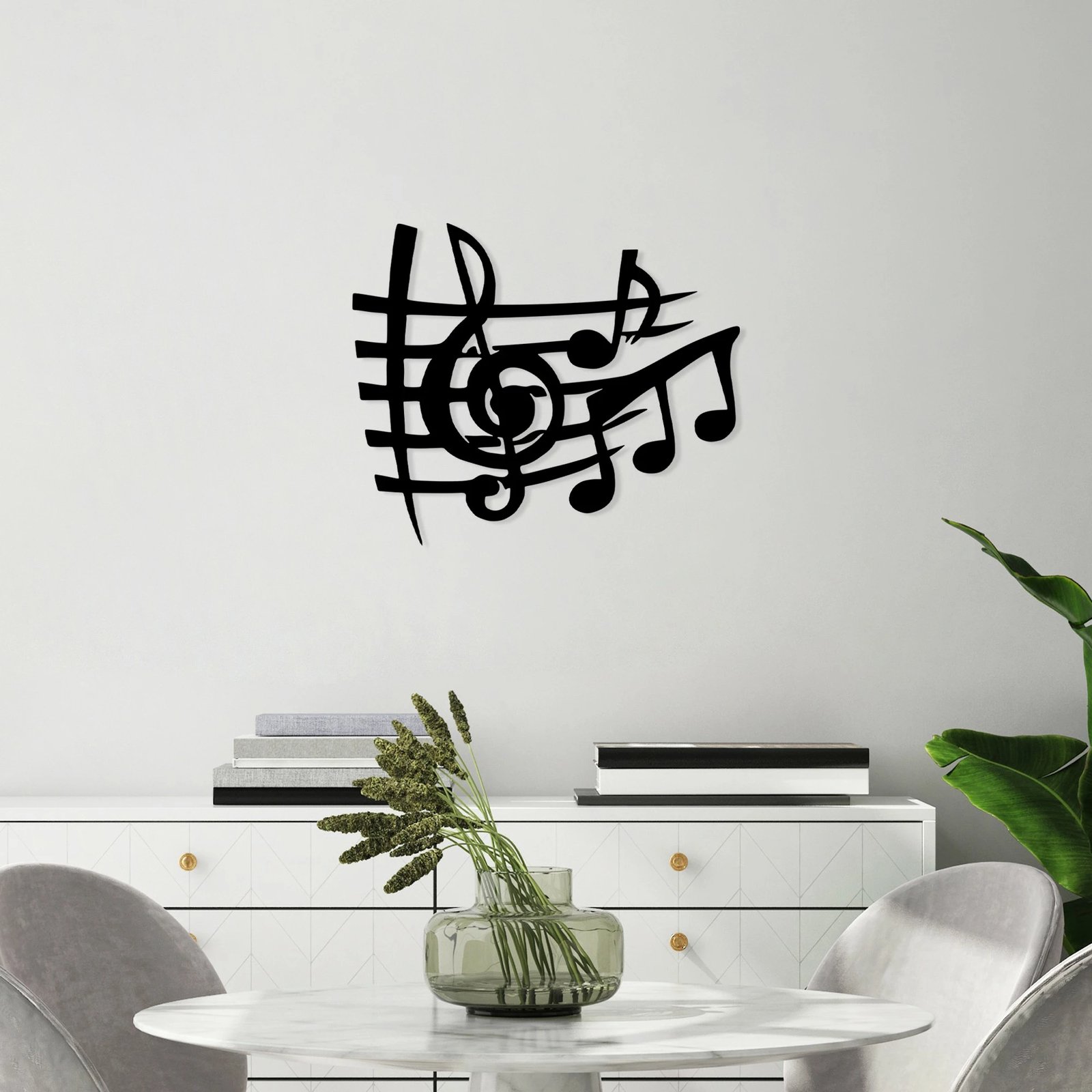 Aksesor dekorativ metalik për mur, Wallity, muzikor 3