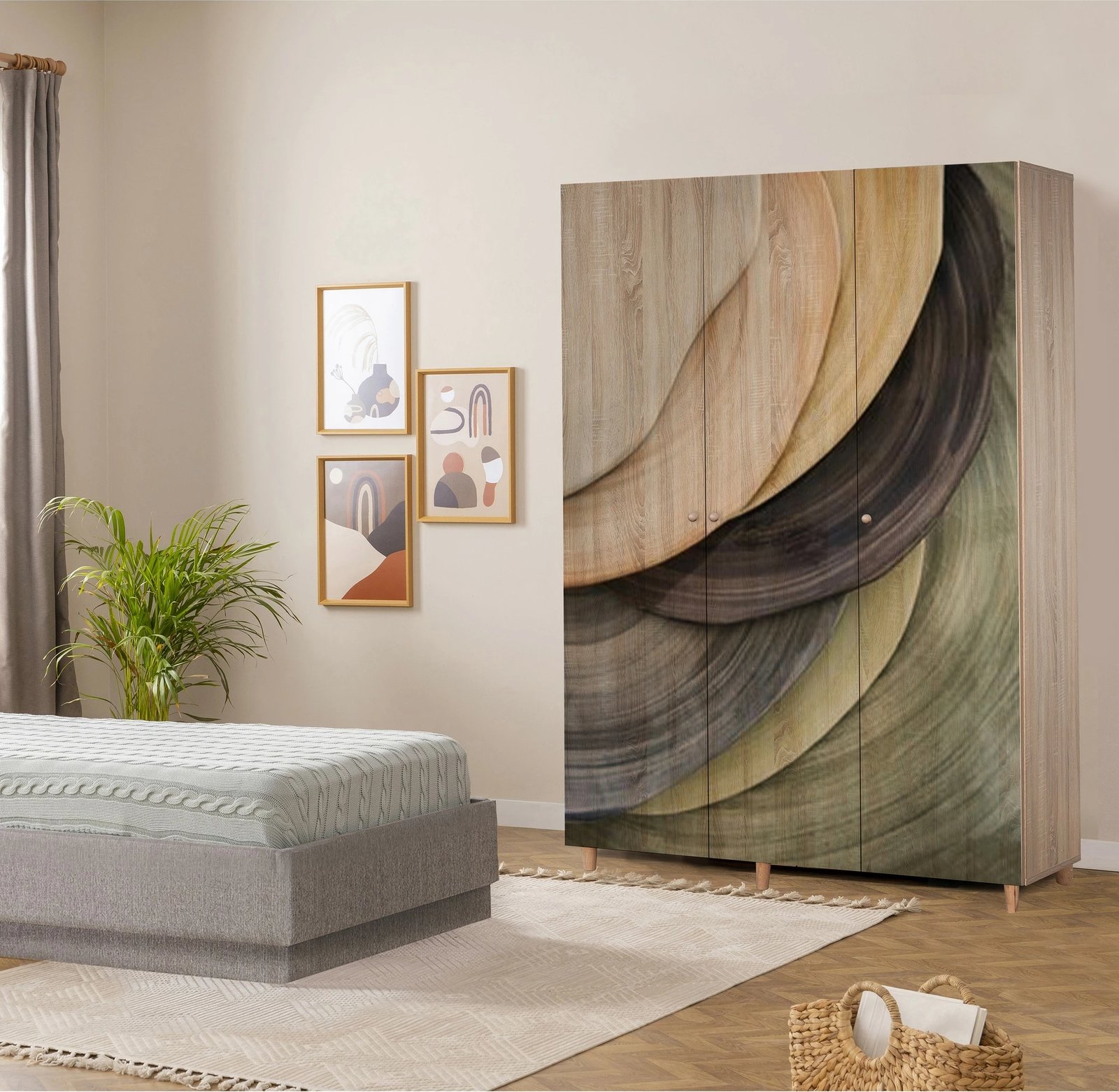 Dollap Lena 3, ngjyrë sonomo, 135x192x52cm