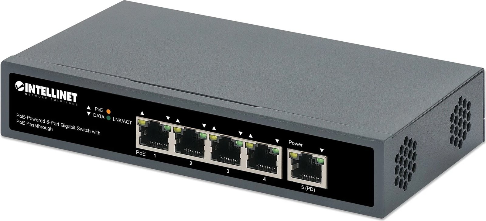 Switch Gigabit Intellinet me 5 Porta dhe PoE Passthrough, PoE++ Switch Gigabit Intellinet me 5 Porta dhe PoE Passthrough, PoE++