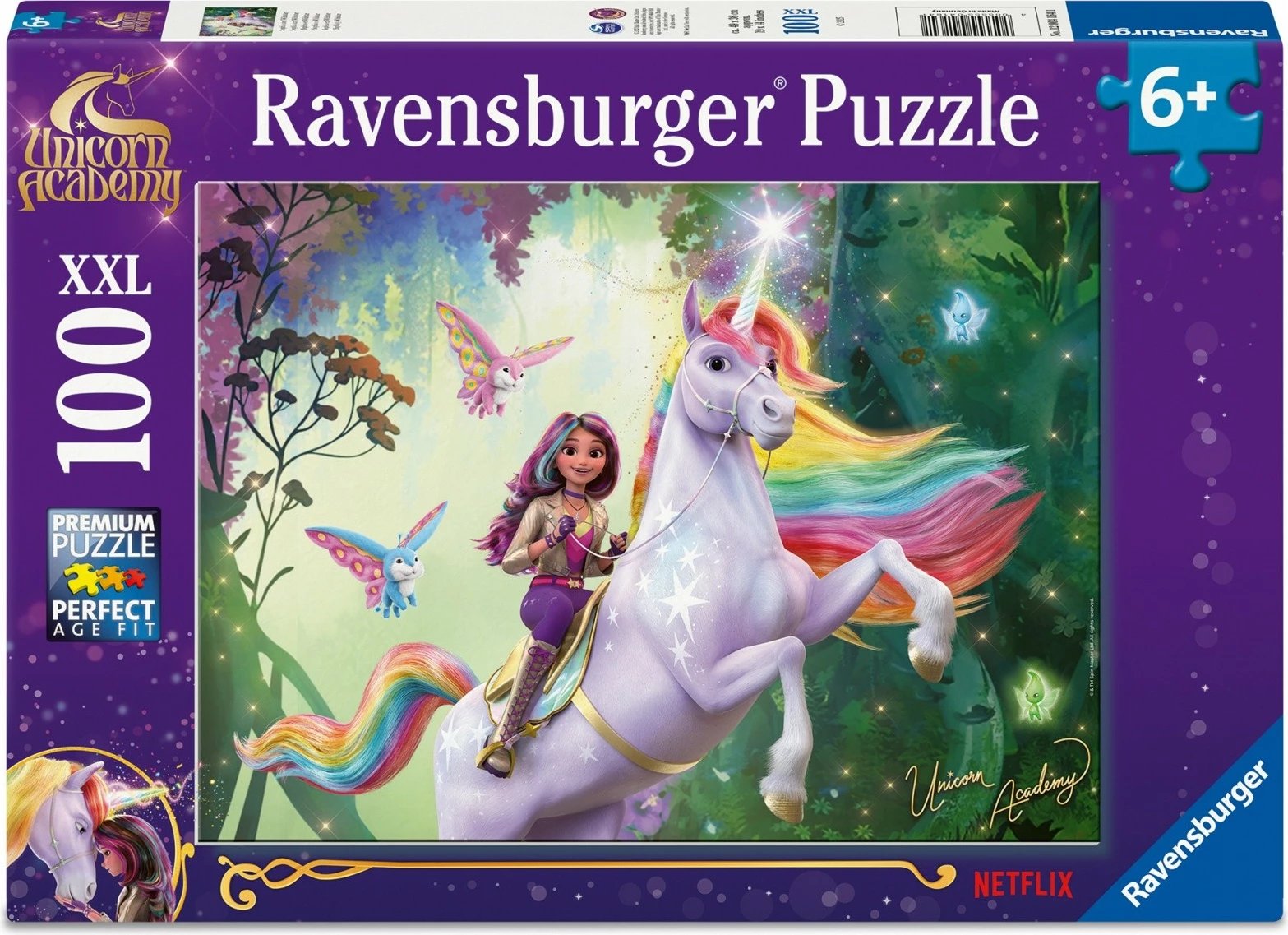 Puzzle XXL për fëmijë Ravensburger Unicorn Academy, 100 pjesë, shumëngjyrësh