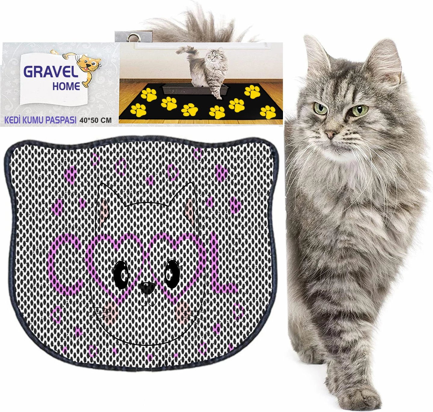 Tapet për rërë mace, shumëngjyrësh, Paws & Whiskers, Kdkafa0243, 40x50cm