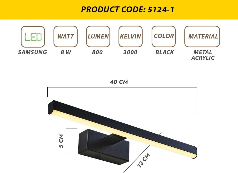Llambë muri Opviq, L1646, e zezë