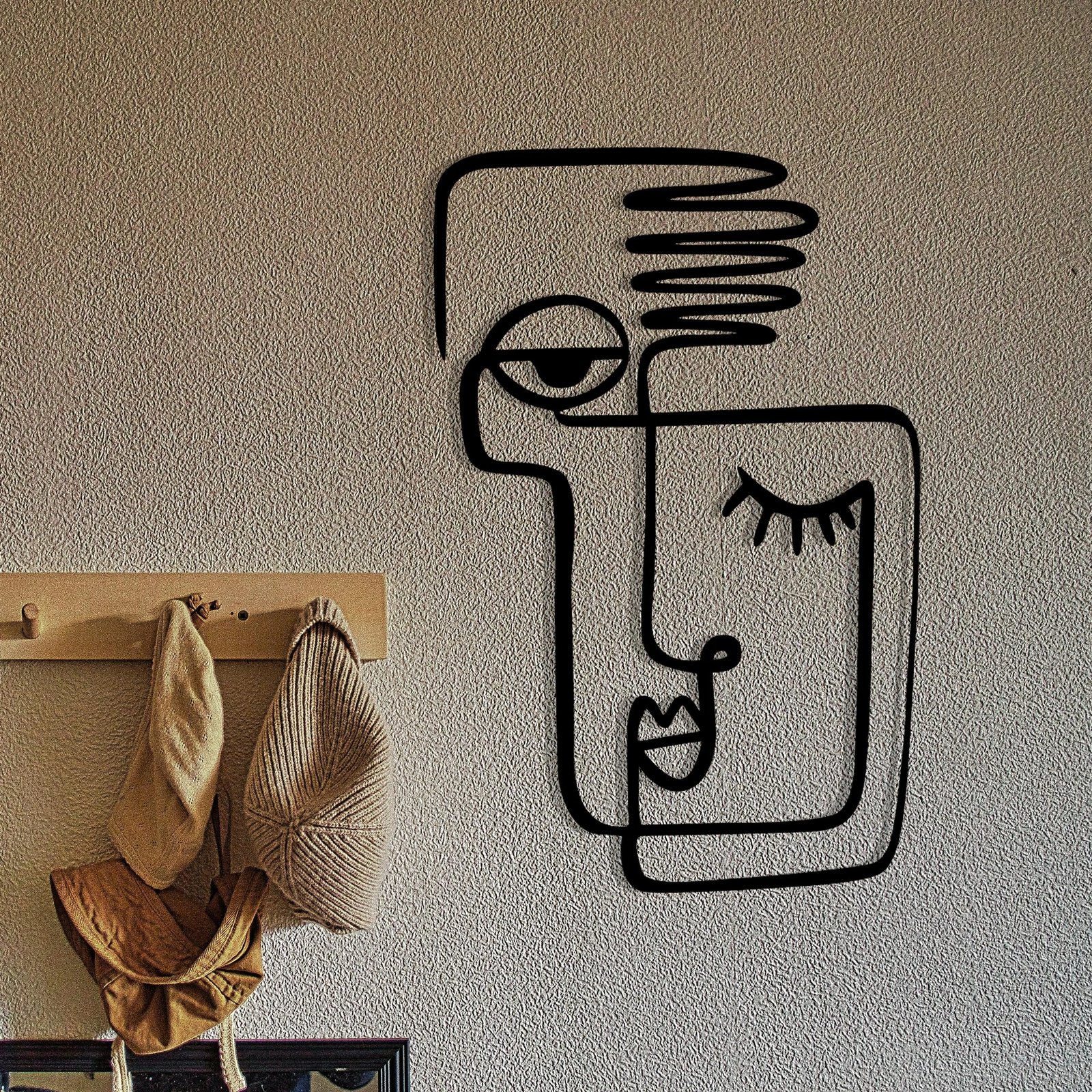 Aksesor dekorativ metalik për mur, Wallity, Cara mia, ngjyrë e zezë, 36x55cm