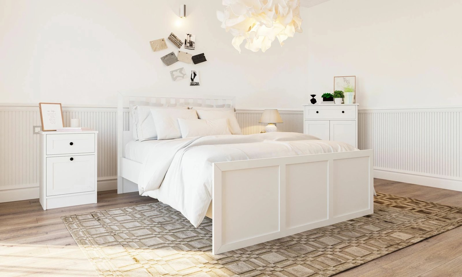 Krevat dopio, ngjyrë e bardhë matte, Skye Decor, RB-168-04-004