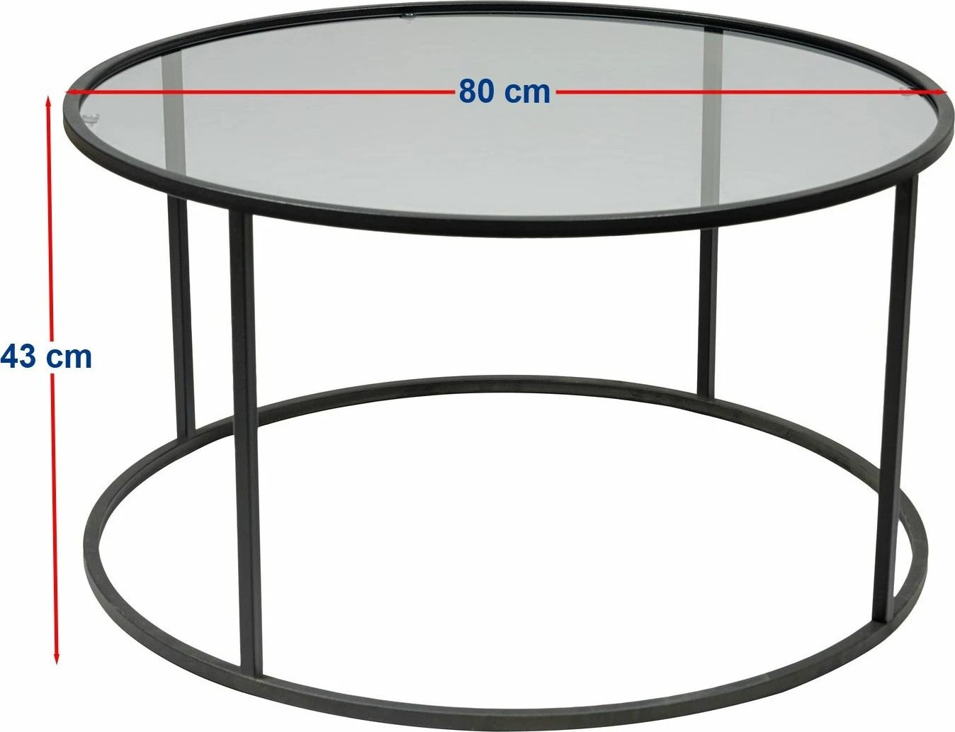 Tavolinë e ulët, xham i tymosur, kornizë metalike, e zezë, Startis 80