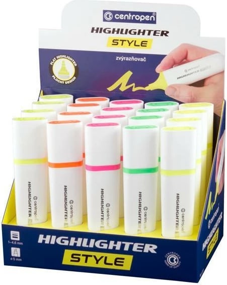 Markerë fluo Centropen 20 copë, 4 ngjyra