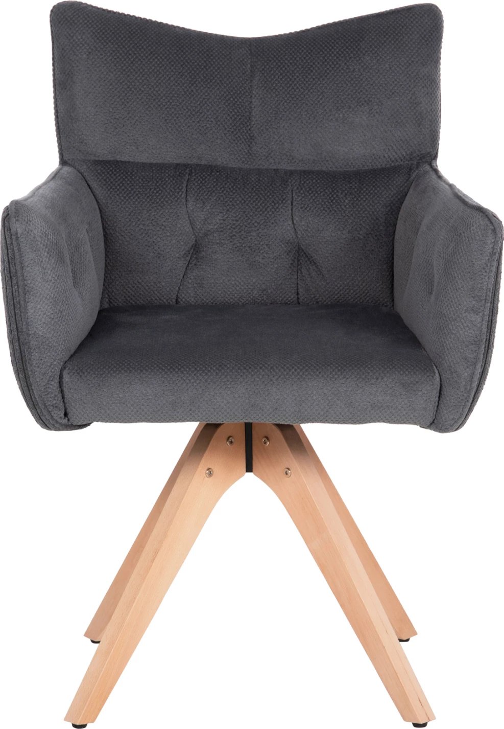 Karrige ngrënieje me krahë QUILL FH9843.03, pëlhurë gri, këmbë druri ahu, 61x57,5x91H cm., set prej 2 copë