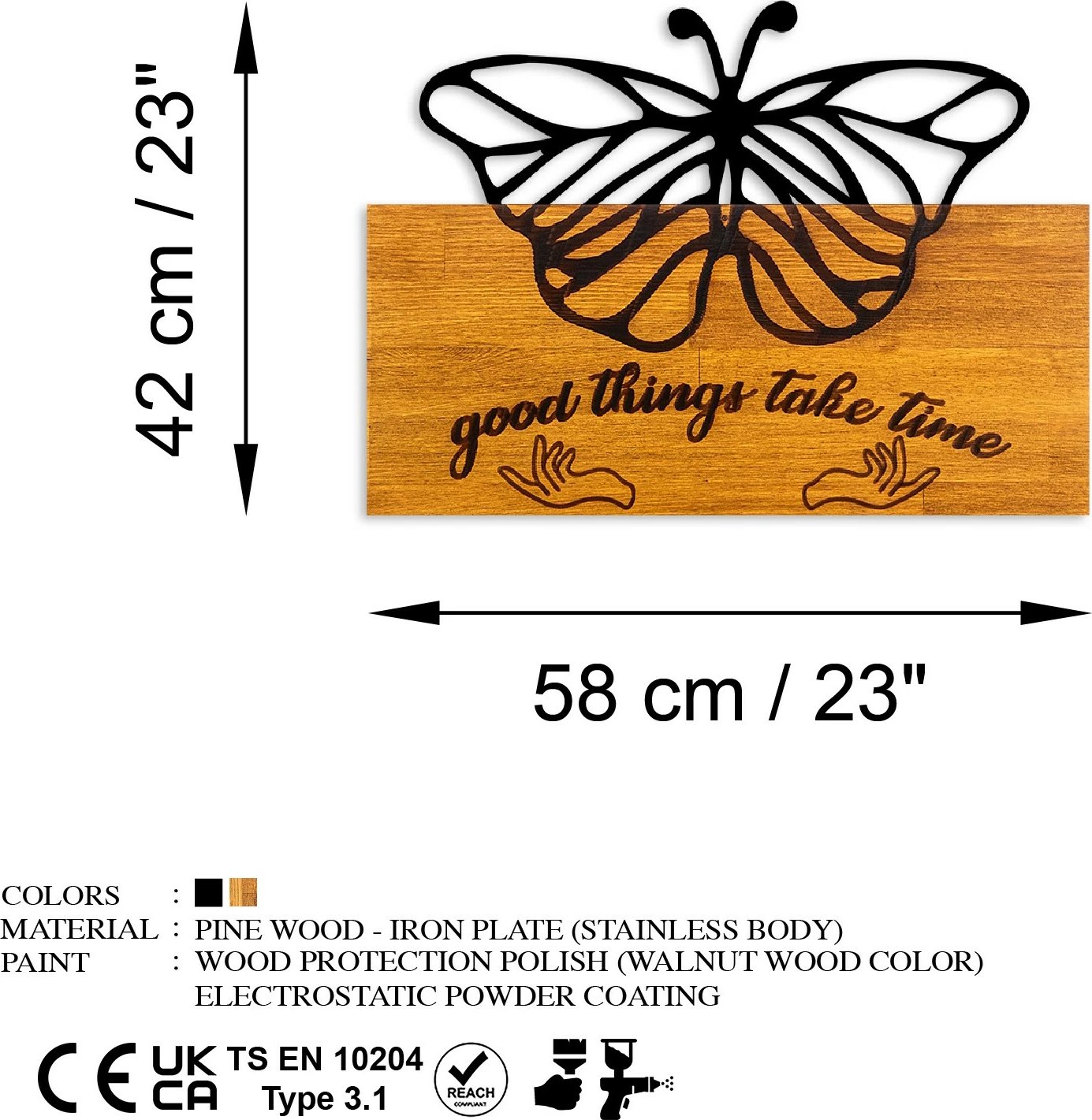 Aksesor dekorativ për mur, dru arre, flutur, Wallity Butterfly 5